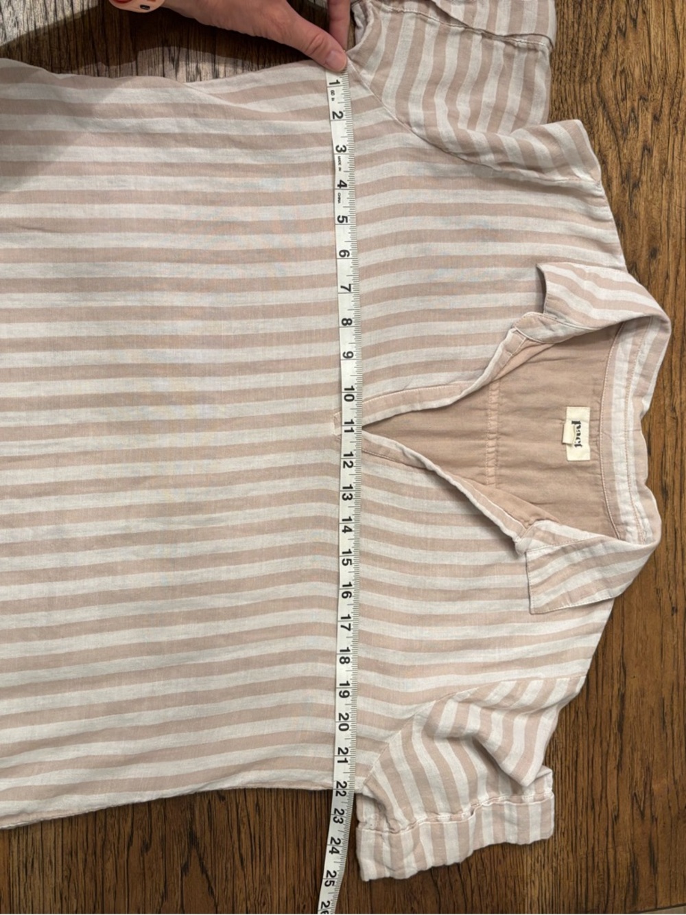 Pact Organic Cotton Shirt Dress Beige Pink Stripe Medium Relaxed Coastal Tunic - Picture 12 of 14